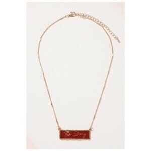 Minimalist Jewelry Be Strong Necklace Bar Charm New Brown Gold-tone Layering New